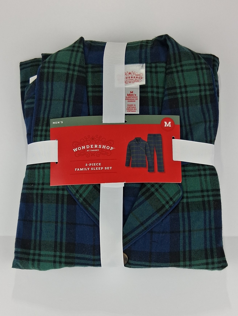 Men's 2-piece Pajama Set Size Medium Wondershop at Target Green + Blue Plaid NWT